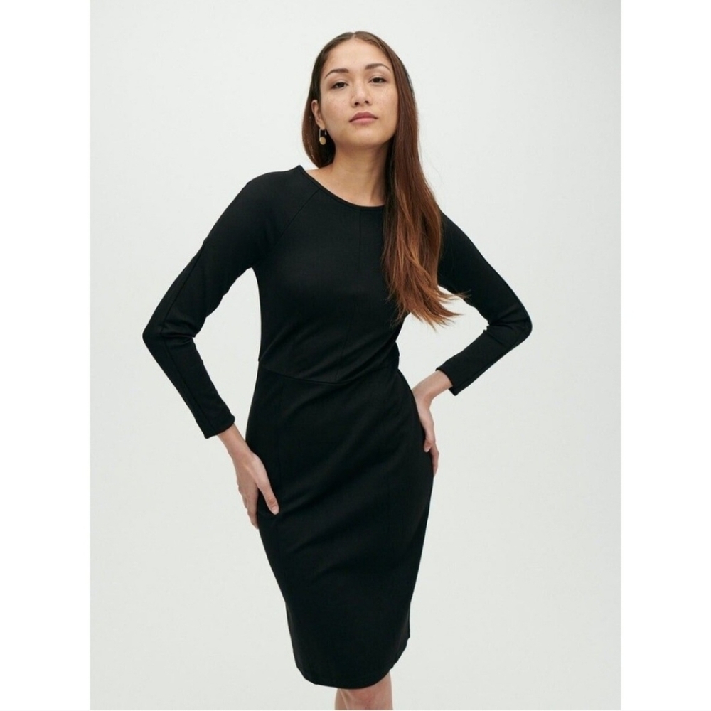 Womens Size L Brass Long Sleeve Sheath Dress Black EUC